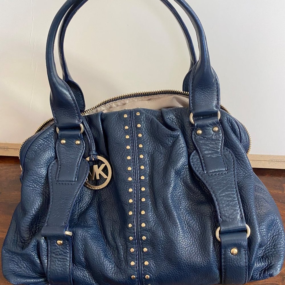 Michael Kors Navy and Gold Bag, Mid-Large Size
